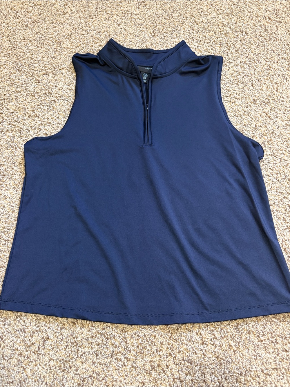 Cynthia Rowley Navy Sleeveless Half-Zip Tank Top
